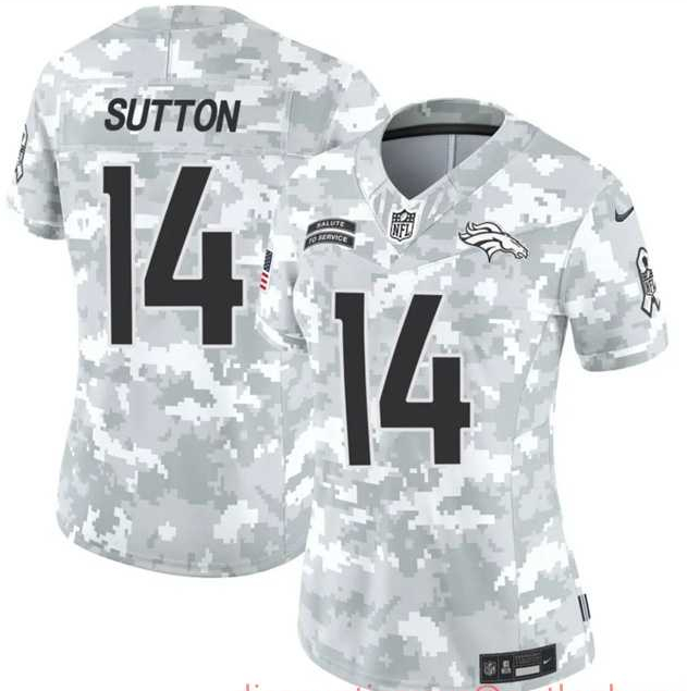Women%27s Denver Broncos #14 Courtland Sutton 2024 F.U.S.E Arctic Camo Salute To Service Limited Stitched Jersey Dzhi->denver broncos->NFL Jersey